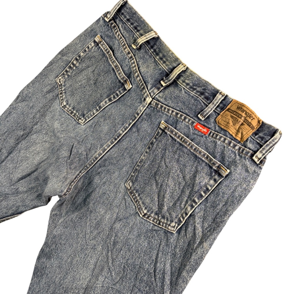 Wrangler Regular Fit Distressed Jeans Men 37x29.5 Blue Workwear Straight Utility